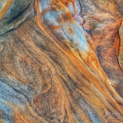 悉尼海岸 海水雕琢的沙巖峭壁局部以及一張自拍