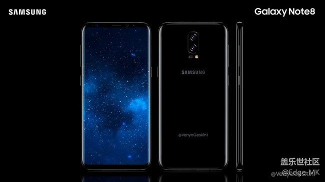 概念設(shè)計(jì)圖:三星Galaxy Note 8(正面和s8類似)
