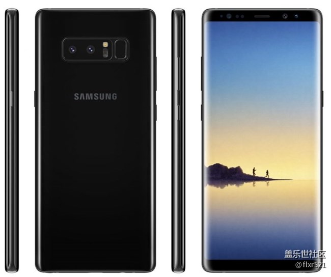 三星Note 8黑色、金色完整曝光：屏占比驚艷，方正有型