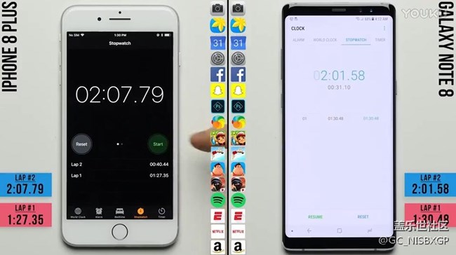 三星Note8和iPhone 8 Plus運行速度對比:后者微小差距落敗 三星Note8和iPhone 8 Plus運行速度對比:后者微小差距落敗