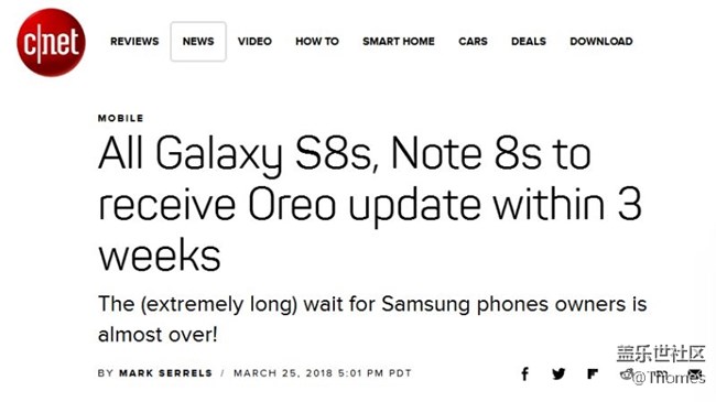 最晚三周所有note8和s8都會升級8.0