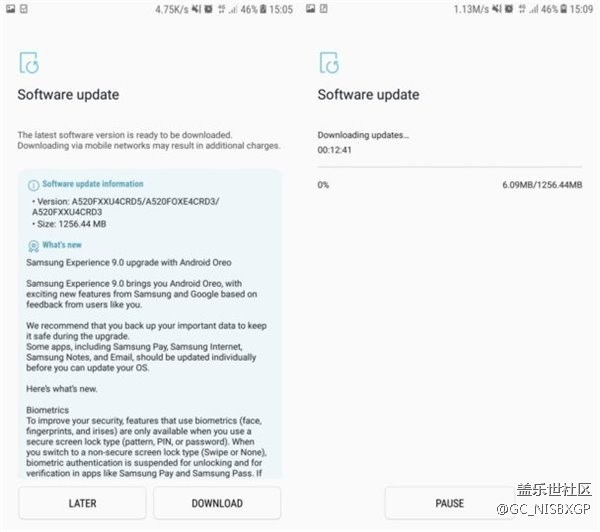 三星Galaxy A5（2017）安卓Oreo系統(tǒng)開始推送