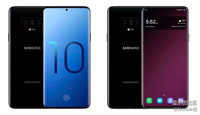 三星Galaxy S10渲染圖曝光：屏下攝像頭+指紋，正面全是屏！