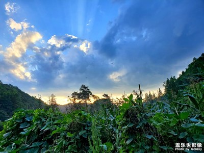 早上的云霧，日落夕陽西下